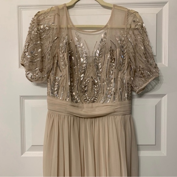 Adrianna Papell Beige Maxi Long Dress Mother of Bride Size 10 - Picture 2 of 4